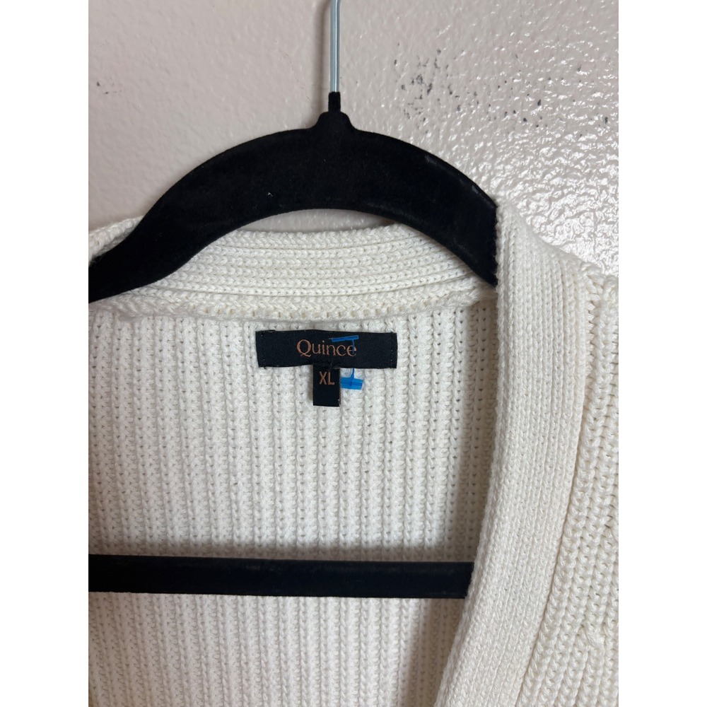 Quince Organic Cotton Women's Oversized Boyfriend Knit Cardigan Ivory Size XL - Picture 3 of 7